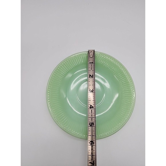 Fire King Jadite Jane Ray Saucer Green Oven Glass Vintage Anchor Hocking Ribbed - Picture 4 of 12